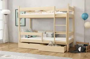 Poschodová posteľ ELEGANT 02 90x200 cm borovica masív s úložným priestorom